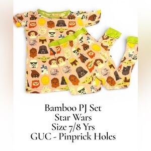 GUC - SO SOFT - Star Wars Kids Bamboo Pajama Set - Green Trim (Size 7/8 Years)